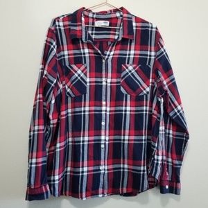 Old navy classic plaid flannel button up shirt